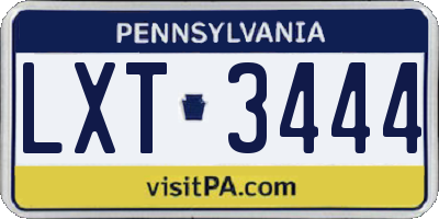 PA license plate LXT3444
