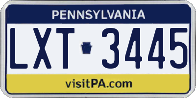 PA license plate LXT3445