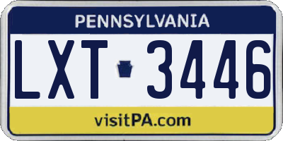 PA license plate LXT3446
