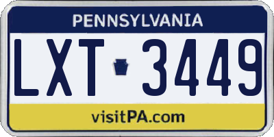 PA license plate LXT3449