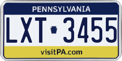 PA license plate LXT3455