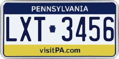 PA license plate LXT3456