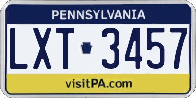 PA license plate LXT3457