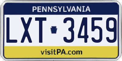 PA license plate LXT3459