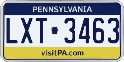 PA license plate LXT3463