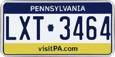 PA license plate LXT3464