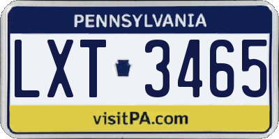 PA license plate LXT3465
