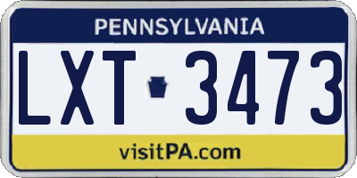 PA license plate LXT3473