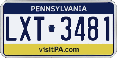 PA license plate LXT3481