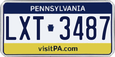 PA license plate LXT3487