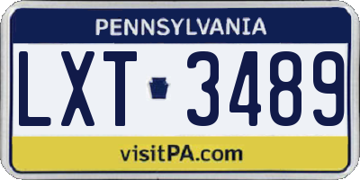 PA license plate LXT3489