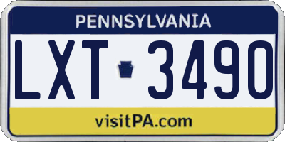 PA license plate LXT3490