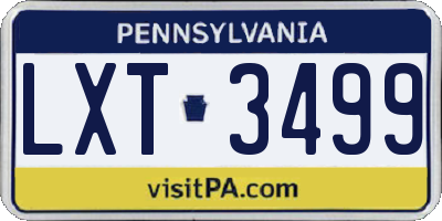 PA license plate LXT3499