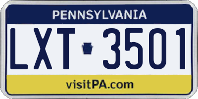 PA license plate LXT3501