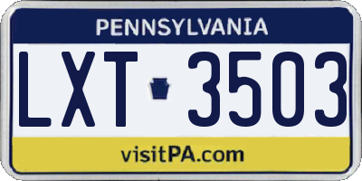PA license plate LXT3503