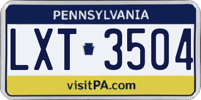PA license plate LXT3504