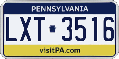 PA license plate LXT3516