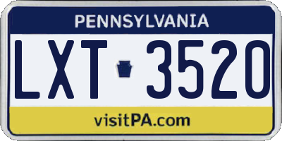 PA license plate LXT3520
