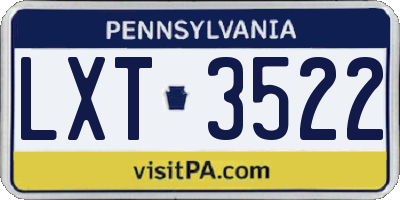 PA license plate LXT3522