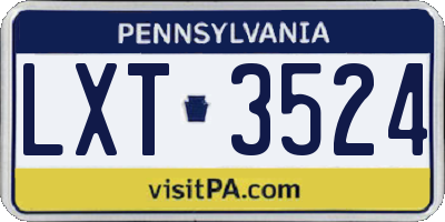 PA license plate LXT3524