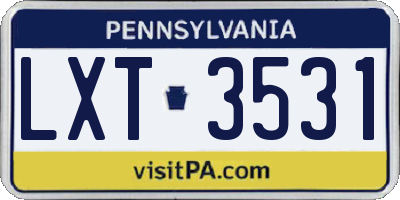 PA license plate LXT3531
