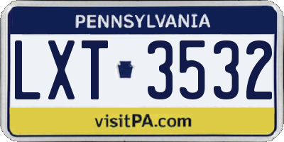 PA license plate LXT3532