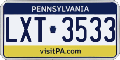 PA license plate LXT3533