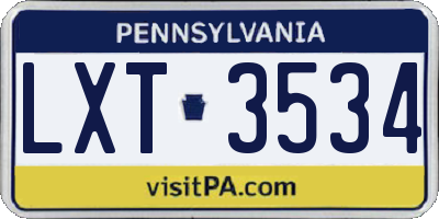 PA license plate LXT3534