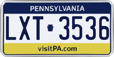 PA license plate LXT3536