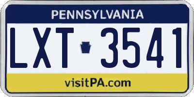 PA license plate LXT3541