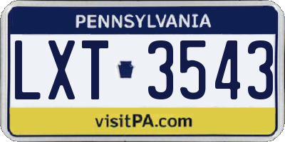 PA license plate LXT3543