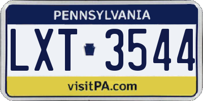 PA license plate LXT3544