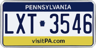 PA license plate LXT3546