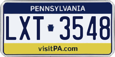 PA license plate LXT3548