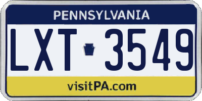 PA license plate LXT3549
