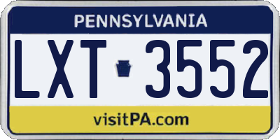 PA license plate LXT3552