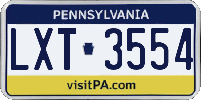 PA license plate LXT3554