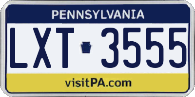 PA license plate LXT3555