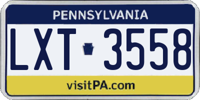 PA license plate LXT3558
