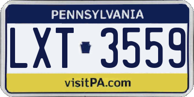 PA license plate LXT3559
