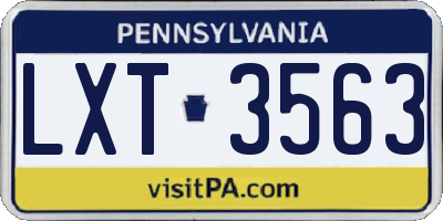 PA license plate LXT3563