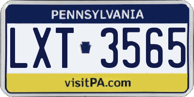 PA license plate LXT3565