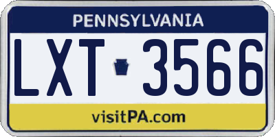 PA license plate LXT3566