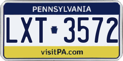PA license plate LXT3572