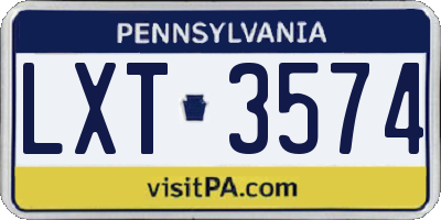 PA license plate LXT3574