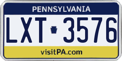 PA license plate LXT3576
