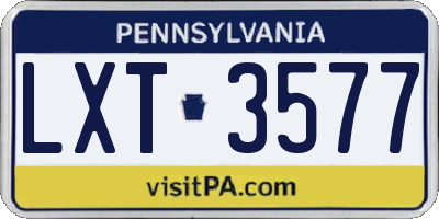 PA license plate LXT3577
