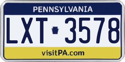 PA license plate LXT3578