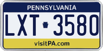 PA license plate LXT3580