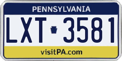 PA license plate LXT3581